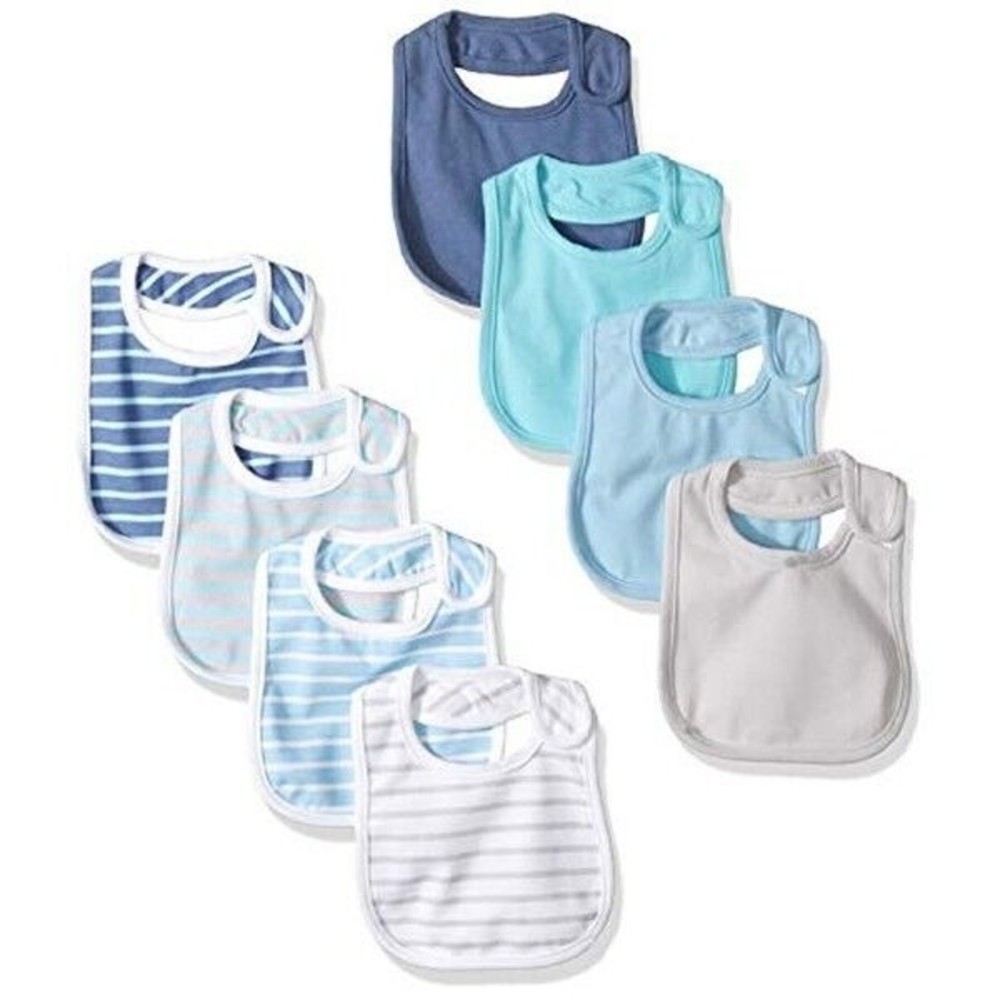 Hanes Bib Unisex Baby Ultimate Flexy 8 Pack Bibs  Blue / Blues     New Sealed
